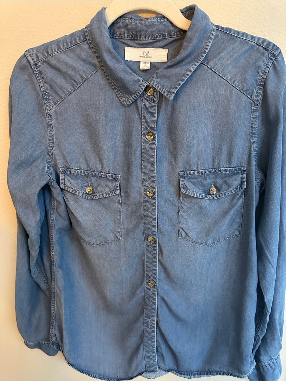 Thread & Supply Blue Chambray Lyocell Button Down Shirt Women’s Medium